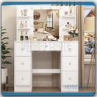Vanity Desk Set W  Led Lights Mirror Makeup Dressing Table 7 Drawers 6 Shelves
