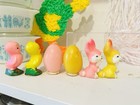 Vintage Gurley Easter Candles Lot Diorama Eggs Bunny Rabbit Chicks