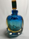 Vintage Murano Sommerso Style Art Glass Perfume Bottle Bullseye Stopper  Italian