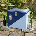 Yakimoto Vintage 16qt Portable Metal Cooler Box For Camping  Rare -reflex Blue