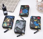 Rfid Accordion Credit Card Holder Wallet For Women Small Leather Zip Card Case