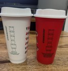 Starbucks 2019 Holiday Reusable Hot Cups    Red End White    Grande 16oz Set