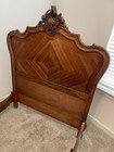 Antique French Louis Xv Carved Walnut Twin Bed W  Figured Wood   Rails