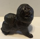Vintage Black  Chow Chow Dog Figurine Heavy Pottery Signed  106 4 5   l 4 5   t 3    W