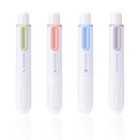 4pcs Retractable Click Pencil Eraser Pens  Cute Soft Pink  Purple  Green  Blue