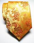 New Classic Floral Yellow Gold Jacquard Woven 100  Silk Men s Tie Necktie