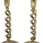 Vtg Solid Brass Open Barley Twist Antique Pair Candlestick Holders 12    Tall