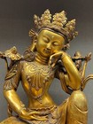19  Tibetan Buddhism Bronze 24k Gold Guanyin Kwan-yin Bodhisattva Buddha Statue