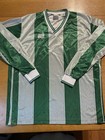 Vtg Soccer Jersey Long Sleeve Green   White Stripes Mens L Union Jacks Club Name