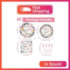 Gisgfim 96pcs Holy Cow Party Supplies Paper Plates Napkins Cow Party Decor