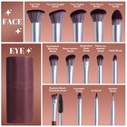 Bs-mall Makeup Brush Set 14 Pcs With Case - Foundation Travel Size  Brown