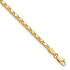 14k Yellow Gold Polished Double-sided Hearts Double Link Anklet 10 