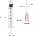 5 Pack 5ml cc Premium Ink Filling Syringe With Blunt Needle Tip 10 Piece Set