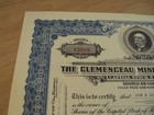 Vtg 1946 Stock Certificate  clemenceau Mining Company  arizona Mining 