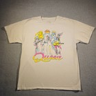Queen Graphic T-shirt White Size L Rock   Pop Music Band Tee Puff Print