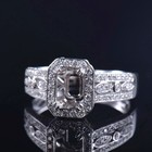 Custom Lab Diamond Emerald Cut 7  5mm Engagement Filigree Semi Mount Ring 14k Wg