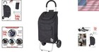 Heavy-duty Foldable Shopping Cart - 110lb Capacity   Comfort Handle In Black