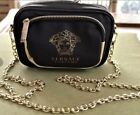 New Versace Luxury Shoulder Crossbody Bag With Gold Chain Handbag Black   Gold