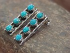 Native American Sterling Silver Handmade Turquoise Row Post Earrings - Spencer