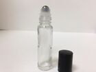 12 Pack --10ml Stainless Steel Metal Roller Ball Transparent Clear Glass Bottles