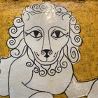Vtg Signed Gemma Taccogna Paper Mache Lion Tray Mid Century Mexico Mcm 17x11 25   