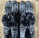 Amish Cozy Handmade Knit House Slippers Denim Blues Womans Med Mans Small 9 