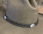 Handmade  Braided Deerskin Leather Western Bolo Hatband Sterling Silver Navajo