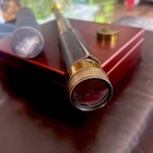 19th C  France Leather Wrap Brass Maritime Spyglass 4 Draw Telescope 17 Inches 