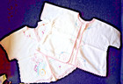 Lot 2 Vintage Handmade 1950   s Flannel Baby Kimono Gown  Robe Embroidery Tatting