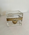 Vintage Murano Glass And Ormolu Banded Casket Or Jewelry Box   like Crystal 