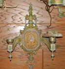 Rare  Antique Wall Sconce Lamp Double Arm Polychrome Art Nouveau Deco