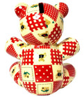 Vintage Teddy Bear Patchwork Quilt Piggy Bank 7    Ceramic Nursery Decor