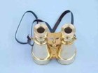 Antique Vintage Brass Binoculars - Nautical Maritime With Leather Strap