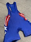 Matman Wrestling Singlet Usa  - Blue W Stars   Stripes - Adult Medium M Faded