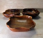Set 3 Mcm Monkey Pod Wood Scalloped Square Nut Snack Salad Bowls Vintage