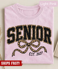 Senior 2027 Shirt Women  Leopard Bow Varsity Senior Est 2027 Tee  Class Of 2027