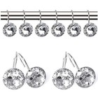 12 Pcs Bling Rhinestones Shower Curtain Hooks Bathroom Rolling Hooks