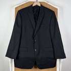 Calvin Klein Suit Mens 42l Black 2 Button 100  Wool Peak Lapel Pants 38x30 Flat