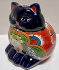 Talavera Cat Planter Animal Kitty Pot Mexican Pottery Folk Art Home Decor 8 5 