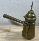 Vintage Brass Dallah Arabic Turkish 7  Coffee Pot  Etched - Crescent Moon   Star