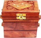 Antique Wooden Chest     3 Compartments  Handmade Carved Storage Trunk D  cor Gift 
