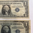 3 Bills 1957  1 Dollar Silver Certificates  star Note  Circulated Condition