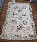 Vintage Floral Quilt Ruffle Cottagecore Shabby Chic Pink Green Usa 57x90