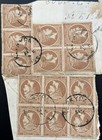 1862 Greece Postage Stamps  scott  23 Lot Of 13  On Piece W pf Cert Cv  750
