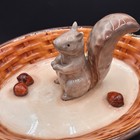 Vintage Squirrel Candy nut Glazed Ceramic Dish  Whimsical  Fall thanksgiving