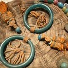 Vintage Chinese Wicker Sewing Basket Peking Glass Rings Coins Tassels Woven Lid