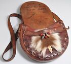 Vtg Handmade Leather Bag Pouch W native Indian Accents - Claws  Hair  Beads