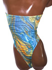 New One Piece Tube Style Thong Bodysuit Dancer Slingshot Geometric Foil Dot Xs