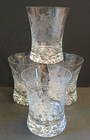 Nice   Rare Set Of 4 Vintage Rocks Cocktail Glasses With Etched Floral Design