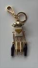 Prada Saffiano Robot Bag Charm Platinum Gold Leather Keychain  best Offer 